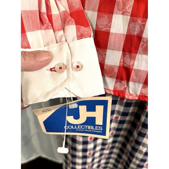 Vintage 70s Handmade Novelty Apples Gingham Set Deadstock JH Shirt Cottagecore - Picture 7 of 16